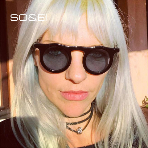 SO & EI-gafas de sol redondas para hombre y mujer, lentes de sol redondas de estilo Vintage, con montura de Color gelatina, a la moda, para uso al aire libre, con UV400 ► Foto 1/6