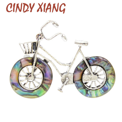 CINDY XIANG-broches con forma de bicicleta plateada Unisex, broche creativo para bicicleta, alfileres de ruedas esmaltadas, joyería ► Foto 1/6