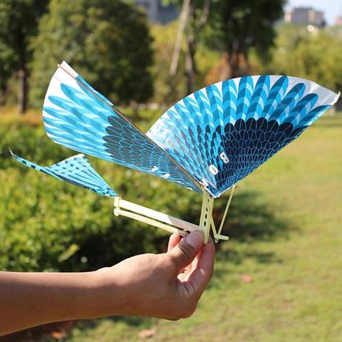 Cometa de pájaro azul para niños, banda de goma alimentada, cometa aves voladora, interactivo, juguete para regalo al aire libre ► Foto 1/6