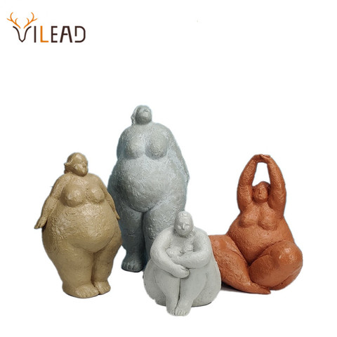 VILEAD 18cm 35cm resina abstracta Fat Lady Figurines nórdico creativo mujer ornamento Vintage hogar Decoración habitación Mesa artesanía regalos ► Foto 1/6