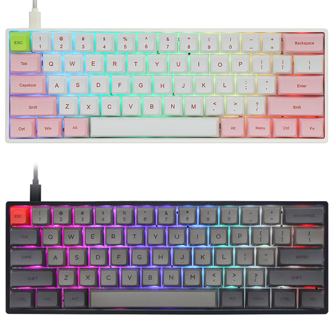 Teclado mecánico gk61x gk61 60% interruptor rgb, toma de intercambio en caliente led, carcasa pcb tipo c con programa de Barra espaciadora dividida ► Foto 1/5