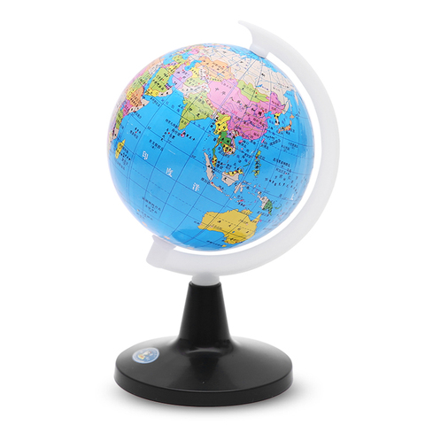 Globo pequeño del mundo con soporte, mapa de geografía, juguete educativo para niños, con etiquetas de los países, países y ciudades ► Foto 1/4