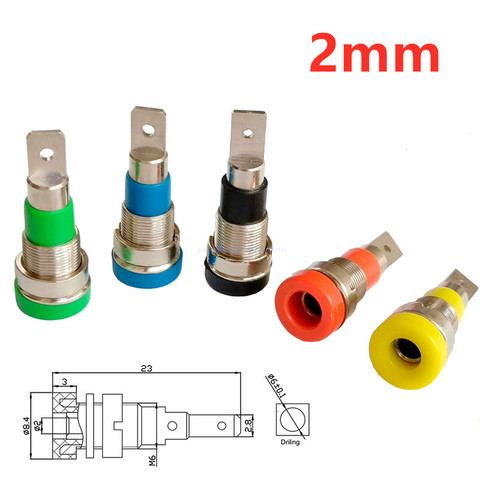 Conector Banana hembra de 2mm de latón, 5 uds., conector de montaje en Panel de chasis, Conector de Banana no cubierto ► Foto 1/6