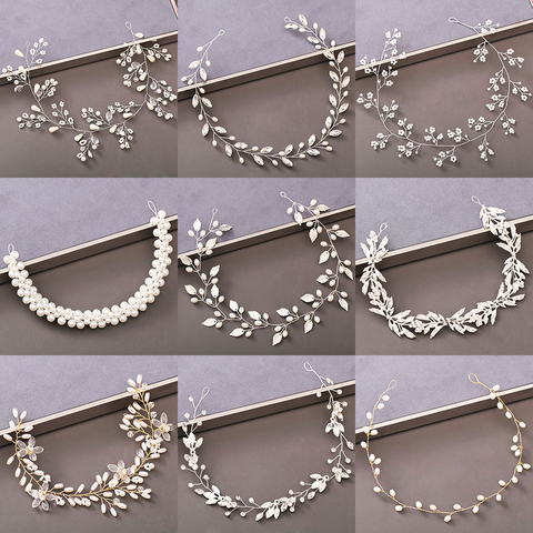 Rhinestone de La Perla de las mujeres diadema accesorios para el cabello de boda para las mujeres novia Tiara joyería, diadema para el cabello de Color plata diadema ► Foto 1/6