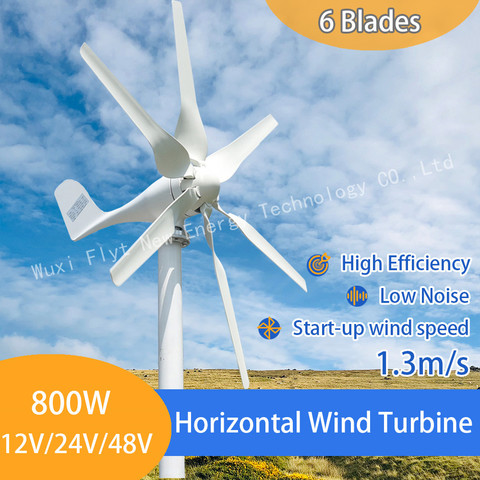 Generador de turbina eólica 800w, 12v, 24v, con 6 aspas, controlador PWM libre para uso doméstico ► Foto 1/6