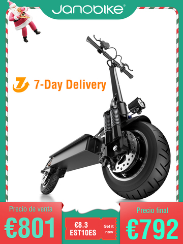 Janobike-patinete eléctrico para adulto, scooter plegable, con llanta de 10 pulgadas y motor dual de 52V/2000W, moto eléctrica ► Foto 1/6