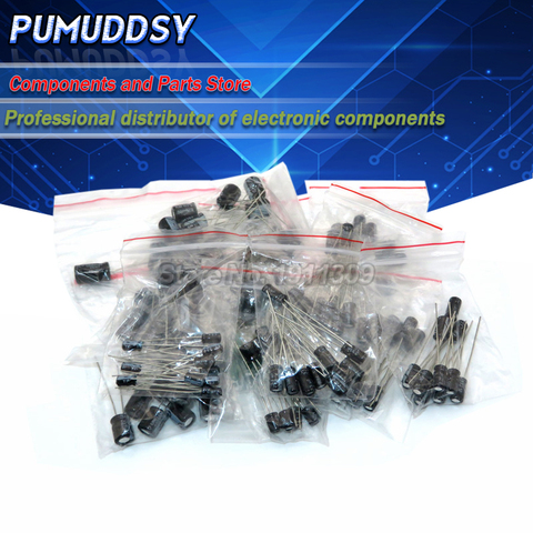 12valoresx10piezas = 120 piezas 0,22 UF-470UF condensador electrolítico de aluminio componente diy surtido kit nuevo y original ► Foto 1/1