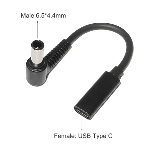 Adaptador USB, USB tipo C a 6,5*4,4 adaptador macho mm convertidor de alimentación de cc conector de clavija Cable de Cable para Sony LG V 19V 19,5 V de la fuente de alimentación del ordenador portátil ► Foto 1/6