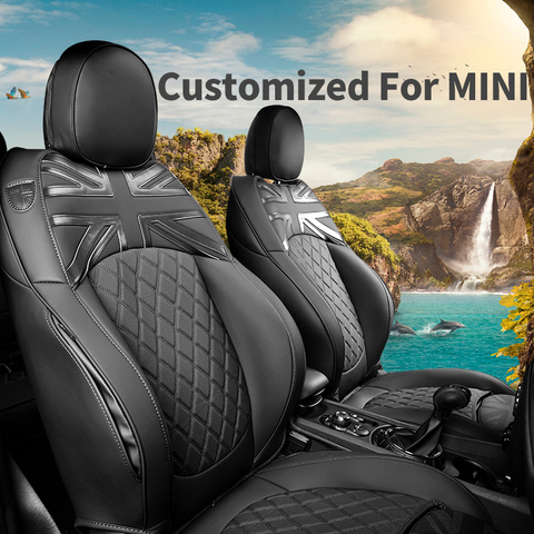 Funda protectora para asiento de coche, cojín de cuero para Cooper R56, R55R57R60, F54F55F56F57F60, accesorios de Interior personalizados, color marrón ► Foto 1/6