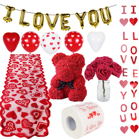 16 pulgadas oro amor globos de letras de papel aluminio corazón Baloon colgante Rosa oso regalo para compromiso boda decoración San Valentín Decoración ► Foto 1/6