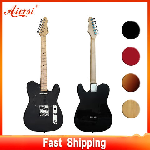 Aiersi-guitarra eléctrica de color negro TL, instrumento Musical de cuerda, cuerpo Fénix sólido, Estilo Tele, regalo ► Foto 1/6