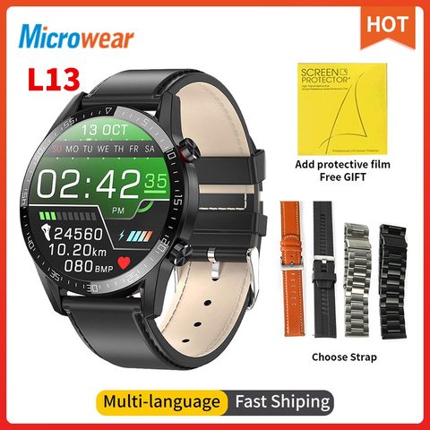 Microwear-reloj inteligente L13, deportivo, resistente al agua, IP68, ECG, con llamadas, Bluetooth y control del ritmo cardíaco, 2022 ► Foto 1/6