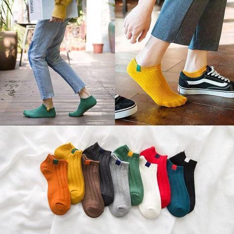 5 par/lote 10 calcetines de los hombres de moda de verano de rayas de algodón zapatillas y calcetines para bote calcetines cortos de tobillo hombres de corte bajo Invisible Sox Meias ► Foto 1/6