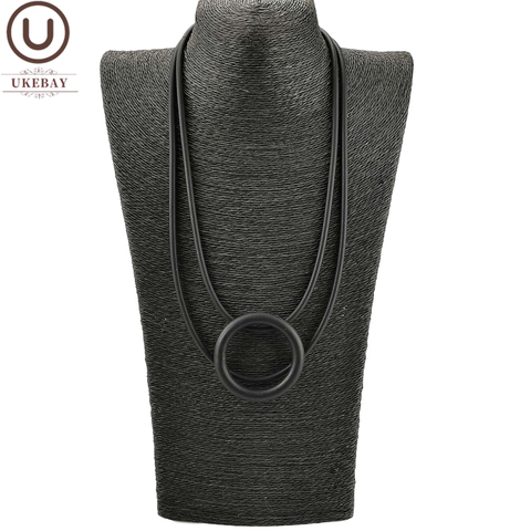UKEBAY-Nuevos collares colgantes redondos para mujer, collar negro, joyería de goma, accesorios de ropa de fiesta, gargantilla de cadena para suéter gótico ► Foto 1/6