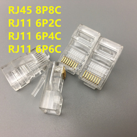 10 Uds RJ11 RJ45 6P2C 6P4C 6P6C 8P8C teléfono Internet enchufe Modular Jack conector de red ► Foto 1/5
