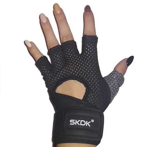 SKDK-guantes transpirables para Fitness, para gimnasio, con soporte de muñeca, para entrenamiento, levantamiento de pesas, Crossfit, para ciclismo, antideslizantes, 1 par ► Foto 1/6