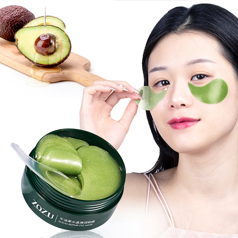 Mascarilla de colágeno de aguacate, parches de Gel hidratante Natural para los ojos, elimina las ojeras, bolsa antiedad, cuidado de la piel, 60 uds. ► Foto 1/6