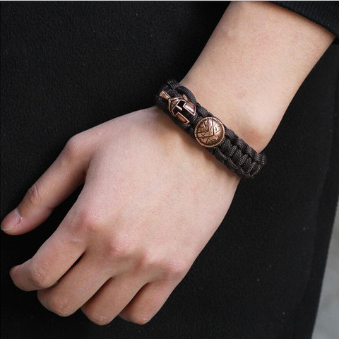 Pulsera de supervivencia al aire libre para hombre, pulsera de cuerda de lujo hecha a mano con sombrilla y casco de espartano, joyería para mujer ► Foto 1/5