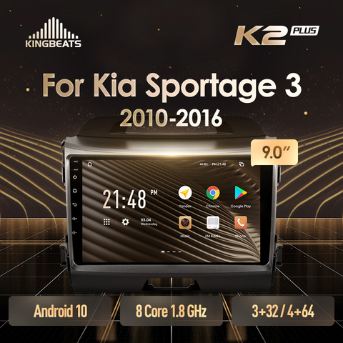KingBeats-Radio Multimedia con GPS para coche, Radio con reproductor, Android 10, ocho núcleos, unidad principal HU, 4G en el tablero, navegador, 2 din, estéreo, 2din, DDR4, Android 10, para Kia Sportage 3 SL, 2006-2013, SIN dvd ► Foto 1/6