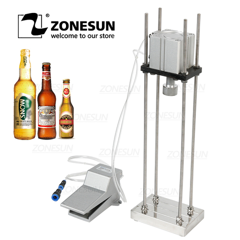 Máquina de tapado de cerveza neumática ZONESUN, máquina de sellado de tapas semiautomática, taponadora Manual de botellas, Bar comercial, cervecería ► Foto 1/6