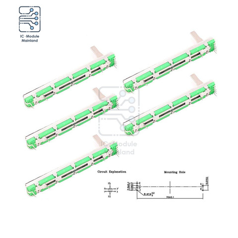 Uds.-Mezclador de potenciómetro Fader, resistencias variables B103 10K Ohm 75mm, atenuador de canal Dual ► Foto 1/6