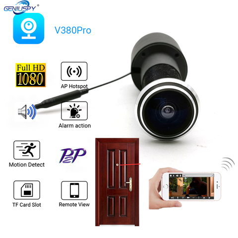 Cámara IP de seguridad para el hogar, sistema de vigilancia de 180 grados, Audio en red, Audio, P2P, ranura para tarjeta SD, 1080P, Ojo de la puerta, mirilla, Wifi, V380 Pro ► Foto 1/6