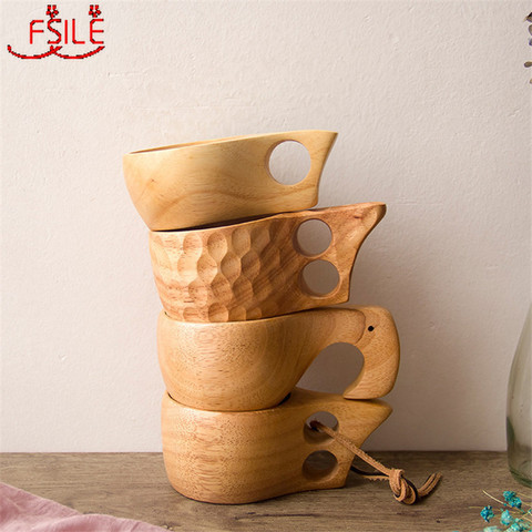 Taza de café de madera portátil china, tazas de leche y té de goma, vasos de agua para beber, regalo de té de limón y zumo hecho a mano, novedad ► Foto 1/6