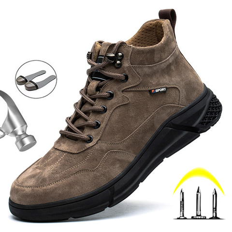 Zapatos de seguridad para el trabajo para hombre, botas de invierno cálidas de felpa con punta de acero a prueba de perforaciones, indestructibles ► Foto 1/1