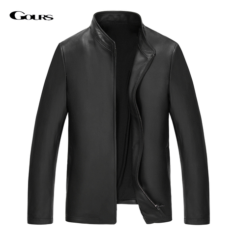 Chaqueta de cuero auténtico para hombre, abrigo de piel de oveja auténtica, color negro, 4XL, GSJF1916, para invierno ► Foto 1/6