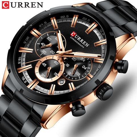 CURREN-reloj deportivo de cuarzo para hombre, cronógrafo con manecillas luminosas, de acero inoxidable, 8355 ► Foto 1/6