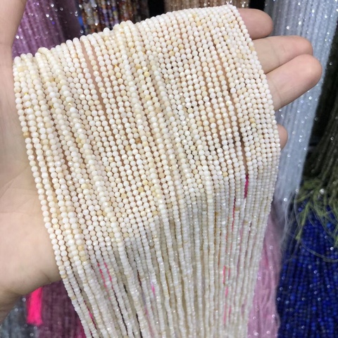 Madre Natural de cuentas de concha de Perla 2 3 4mm Micro facetas redondas sueltas cuentas para fabricación de joyería DIY pulsera collar de hilo 15'' ► Foto 1/4