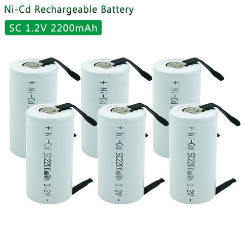 Batería recargable NICD de 4-20 piezas, 1,2 V, 2,2 Ah, celda SC Sub C ni-cd con lengüetas de soldadura para destornillador de taladro eléctrico ► Foto 1/6