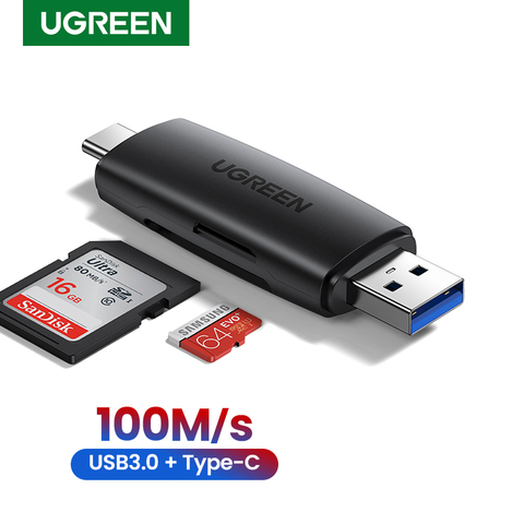 Ugreen-lector de tarjetas USB tipo C, adaptador USB 3,0 a SD, Micro SD, TF, para ordenador portátil y teléfono, OTG, lector de tarjetas de memoria inteligentes ► Foto 1/6