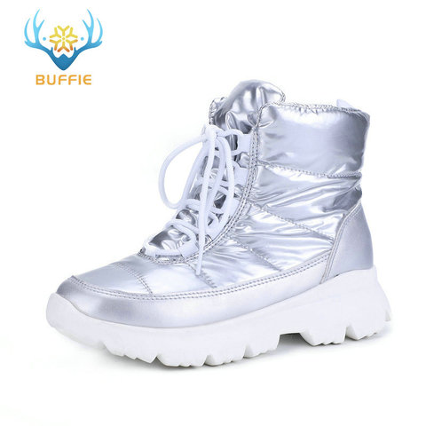 Plata 2022 nuevas botas de invierno botas de nieve cálidas Suela blanca antideslizante superior baja 50% lana natural con cordones envío gratis Venta ► Foto 1/6