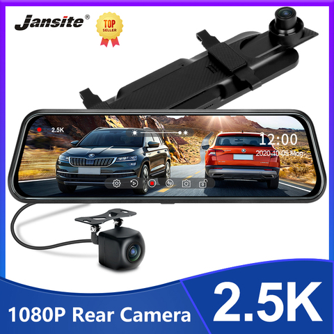 Jansite-Cámara de salpicadero Dvr para coche, espejo multimedia con pantalla táctil de 10 pulgadas, visión nocturna, 2,5 P ► Foto 1/6