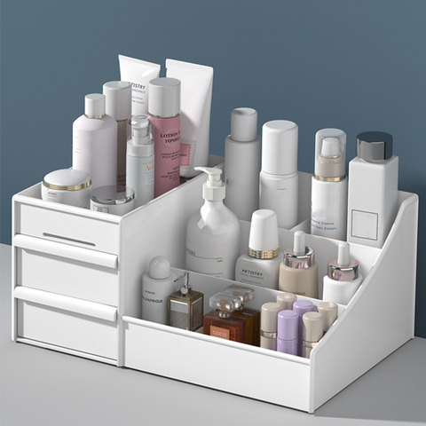 Organizador de escritorio para cosméticos, caja de almacenamiento con gran capacidad para maquillajes, esmaltes de uñas y joyería ► Foto 1/6
