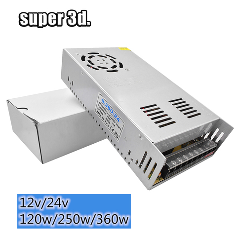 Fuente de alimentación conmutada para impresora 3d, suministro de energía de CA 110V 220V a cc 12V 24V 120w/250w/360w 5A/10A/15A/20A/30A ► Foto 1/6