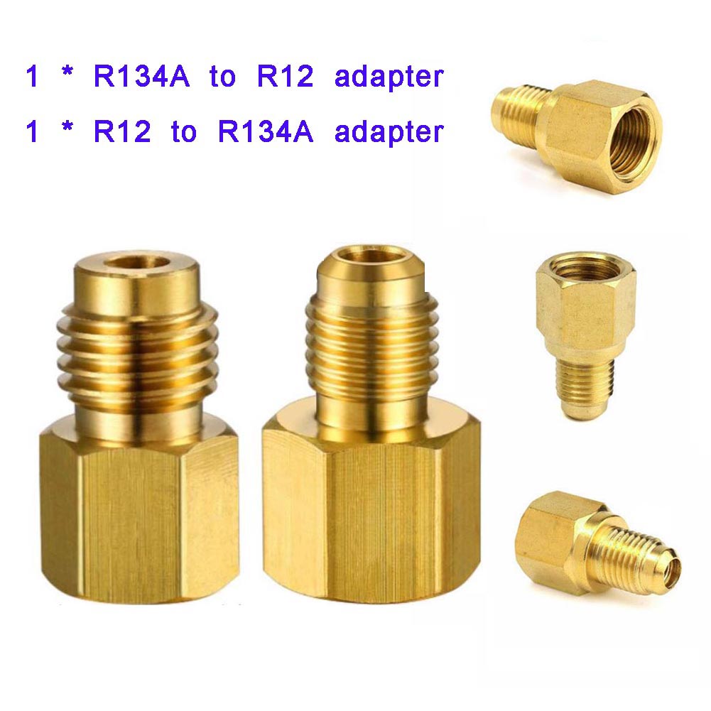 Kit de adaptador R12 a R134a R134a a R12, 1/4 hembra Flare 1/2 Acme macho, adaptador para aire acondicionado de coche, válvula de seguridad para refrigerante ► Foto 1/6