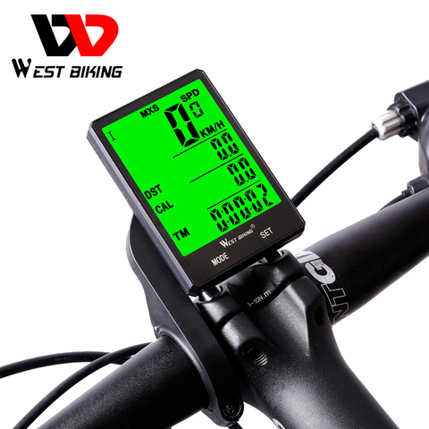 Velocímetro de bicicleta WEST Bike 2,8 ''pantalla grande impermeable 20 funciones inalámbrico y cableado odómetro de bicicleta Ordenador de bicicleta ► Foto 1/6