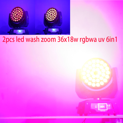 2 uds 4 uds/lote led zoom 36x12w rgbw 4in1 o 36x18w rgbwa lavado uv 6in1 iluminación móvil etapa lavado dj cabeza equipo ► Foto 1/6