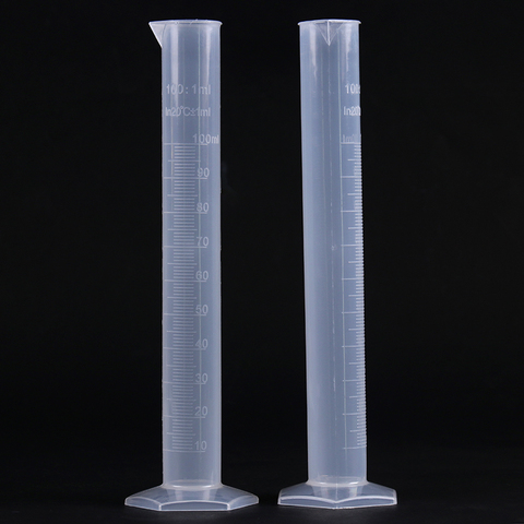Tubo de plástico transparente para medir líquidos, botella graduada para laboratorio, suministros de laboratorio, 100ml ► Foto 1/6