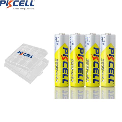 4 Uds PKCELL AA batería recargable de la batería de 1,2 V 2800mah NIMH 2A batería recargable y 1 Uds titular de la batería cajas casos ► Foto 1/6