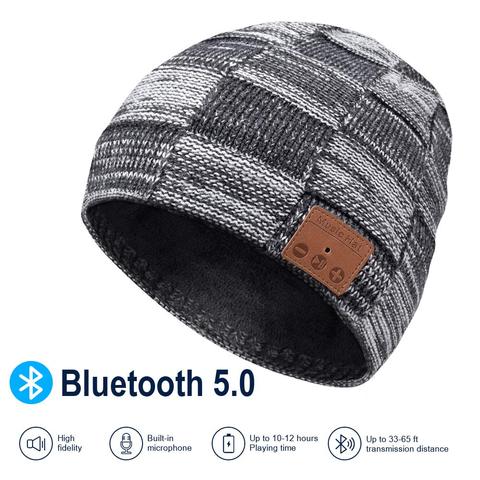 Gorro Bluetooth, gorro Bluetooth V5.0, auriculares inalámbricos, altavoces estéreo HD micrófono incorporado, regalos electrónicos ► Foto 1/6