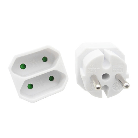 2 uds. De enchufe europeo de conversión, 2 pines, 4,8mm, gira 4,0mm, 2 orificios, adaptador de distribución de corriente, Blanco 16A 250V ► Foto 1/6