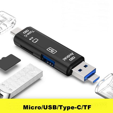 Lector de tarjetas de memoria Micro USB tipo C, lector de tarjetas OTG USB 3,1 de alta velocidad SD TF Lector de Tarjetas Micro SD, venta al por mayor, todo en 1 ► Foto 1/6