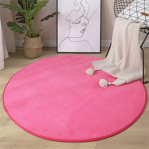 Alfombra redonda de terciopelo Coral para dormitorio y sala de estar tapete de Yoga, absorción de agua de Color, espuma viscoelástica ► Foto 1/6