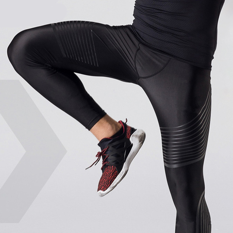 Pantalones de compresión ajustados para hombre, mallas deportivas para correr, entrenamiento de gimnasia, Fitness, atléticas, a rayas ► Foto 1/6