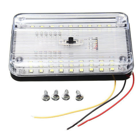 Domo de luz LED para coche, lámpara de techo Interior Rectangular, blanca, 12V, 36 SMD, 115x72x15mm ► Foto 1/6