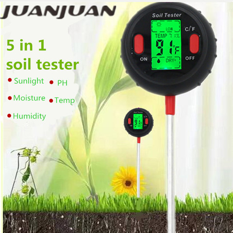 Medidor de Ph del suelo 3/4/5 en 1, medidor de humedad del PH del suelo, medición de la temperatura solar, análisis de intensidad, acidez alcalina, 40% de descuento ► Foto 1/6