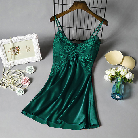 Mujer Sexy camisón mancha ropa de dormir Vestido de dormir V cuello Strappy sólido ropa de noche Vestido de Mujer ropa de Mujer ► Foto 1/6
